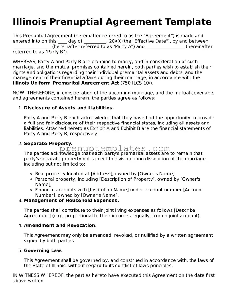 Official Prenuptial Agreement Template for Illinois State