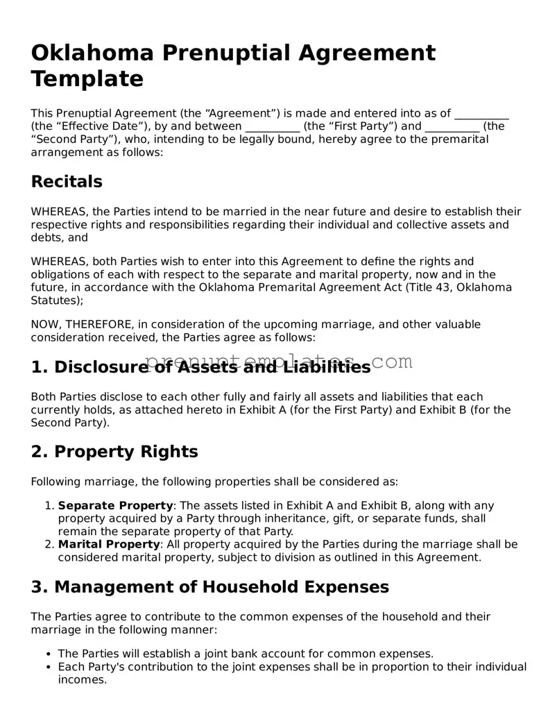 Official Prenuptial Agreement Template for Oklahoma State